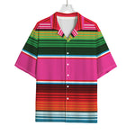 Colorful Mexican Blanket Stripe Print Rayon Hawaiian Shirt