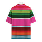 Colorful Mexican Blanket Stripe Print Rayon Hawaiian Shirt