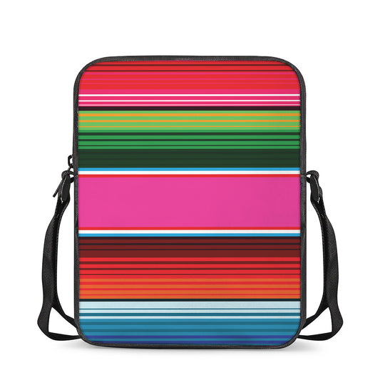 Colorful Mexican Blanket Stripe Print Rectangular Crossbody Bag