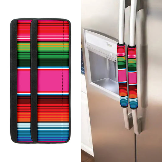 Colorful Mexican Blanket Stripe Print Refrigerator Handle Covers