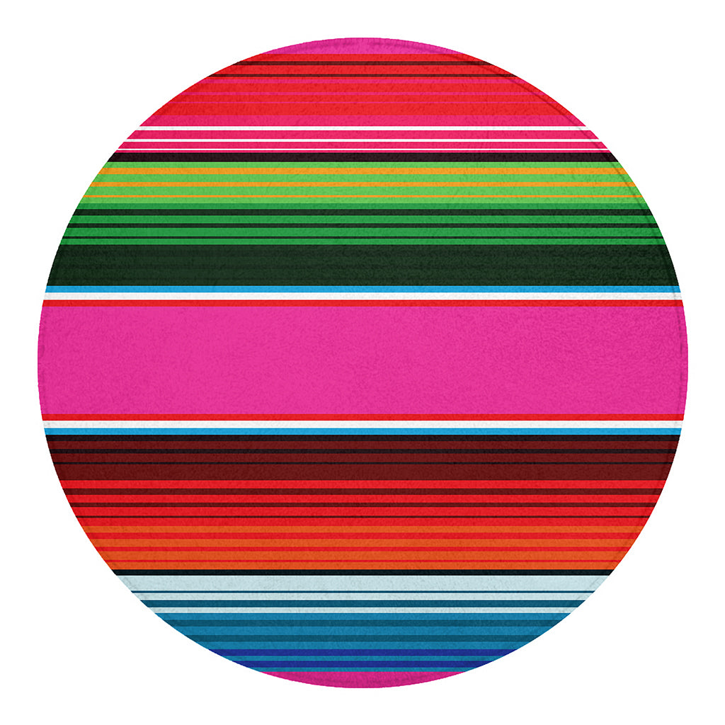 Colorful Mexican Blanket Stripe Print Round Blanket