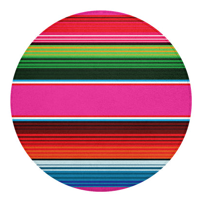 Colorful Mexican Blanket Stripe Print Round Blanket