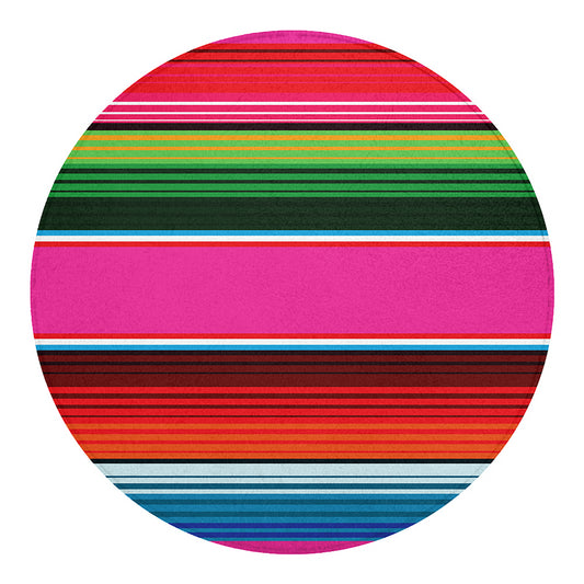 Colorful Mexican Blanket Stripe Print Round Blanket