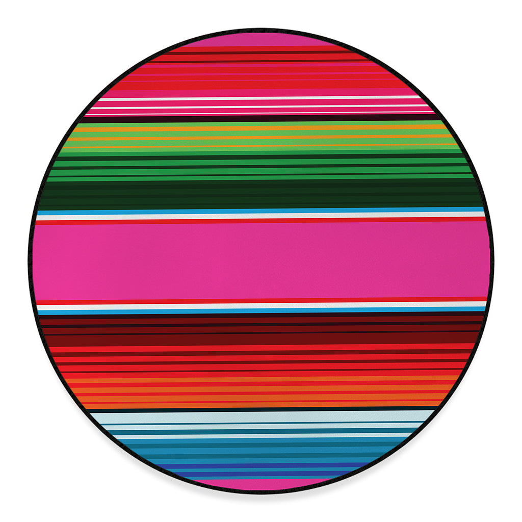 Colorful Mexican Blanket Stripe Print Round Floor Mat