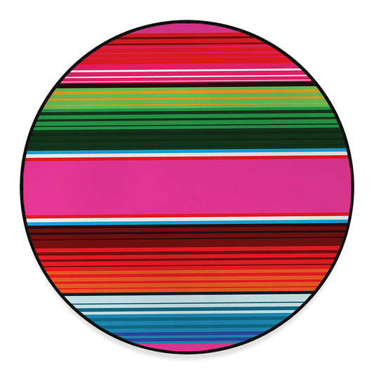 Colorful Mexican Blanket Stripe Print Round Floor Mat