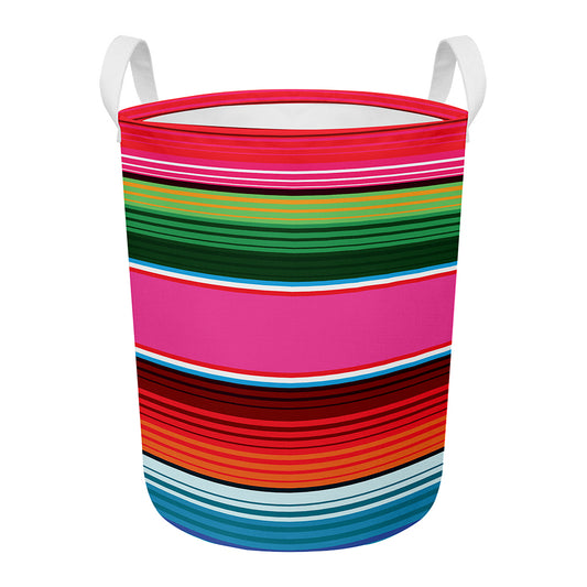 Colorful Mexican Blanket Stripe Print Round Laundry Basket