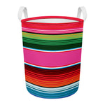 Colorful Mexican Blanket Stripe Print Round Laundry Basket