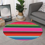 Colorful Mexican Blanket Stripe Print Round Rug
