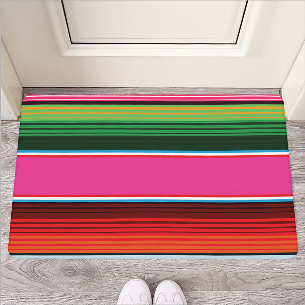 Colorful Mexican Blanket Stripe Print Rubber Doormat