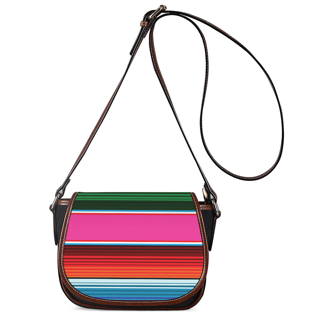 Colorful Mexican Blanket Stripe Print Saddle Bag
