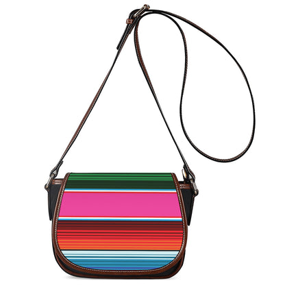 Colorful Mexican Blanket Stripe Print Saddle Bag