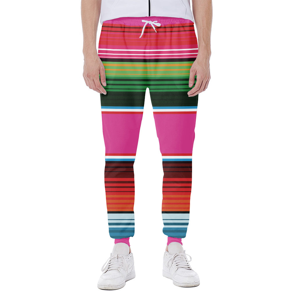 Colorful Mexican Blanket Stripe Print Scuba Joggers