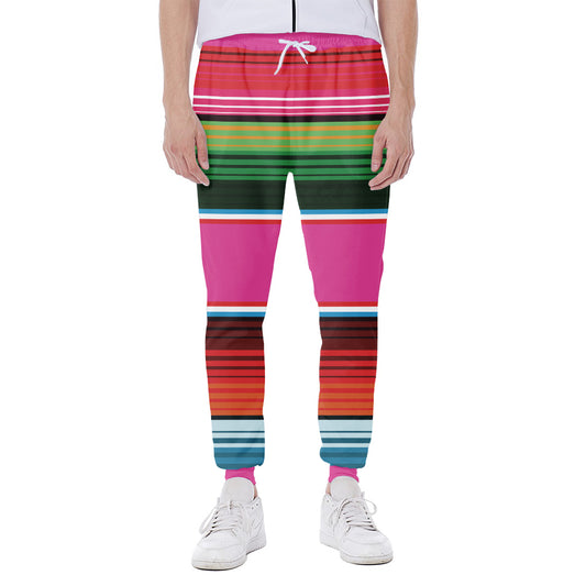 Colorful Mexican Blanket Stripe Print Scuba Joggers
