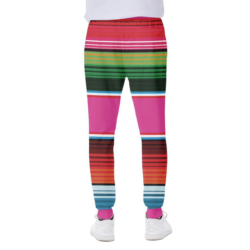 Colorful Mexican Blanket Stripe Print Scuba Joggers