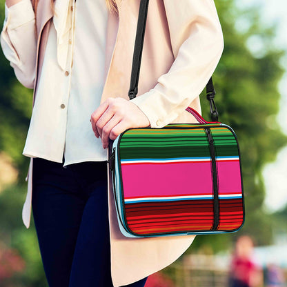 Colorful Mexican Blanket Stripe Print Shoulder Strap Bible Bag