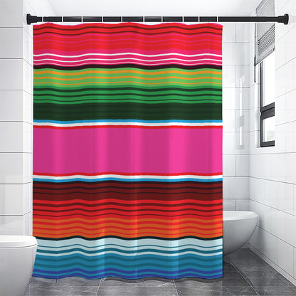 Colorful Mexican Blanket Stripe Print Shower Curtain