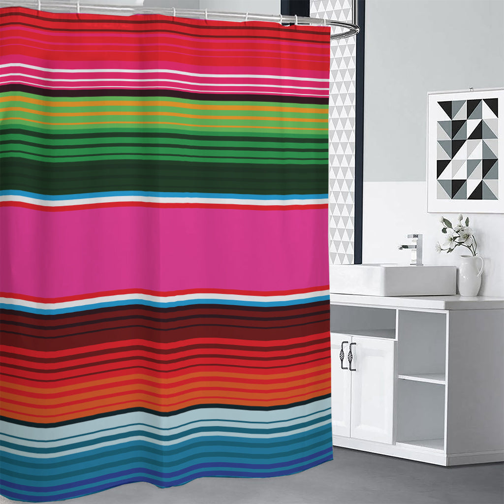 Colorful Mexican Blanket Stripe Print Shower Curtain