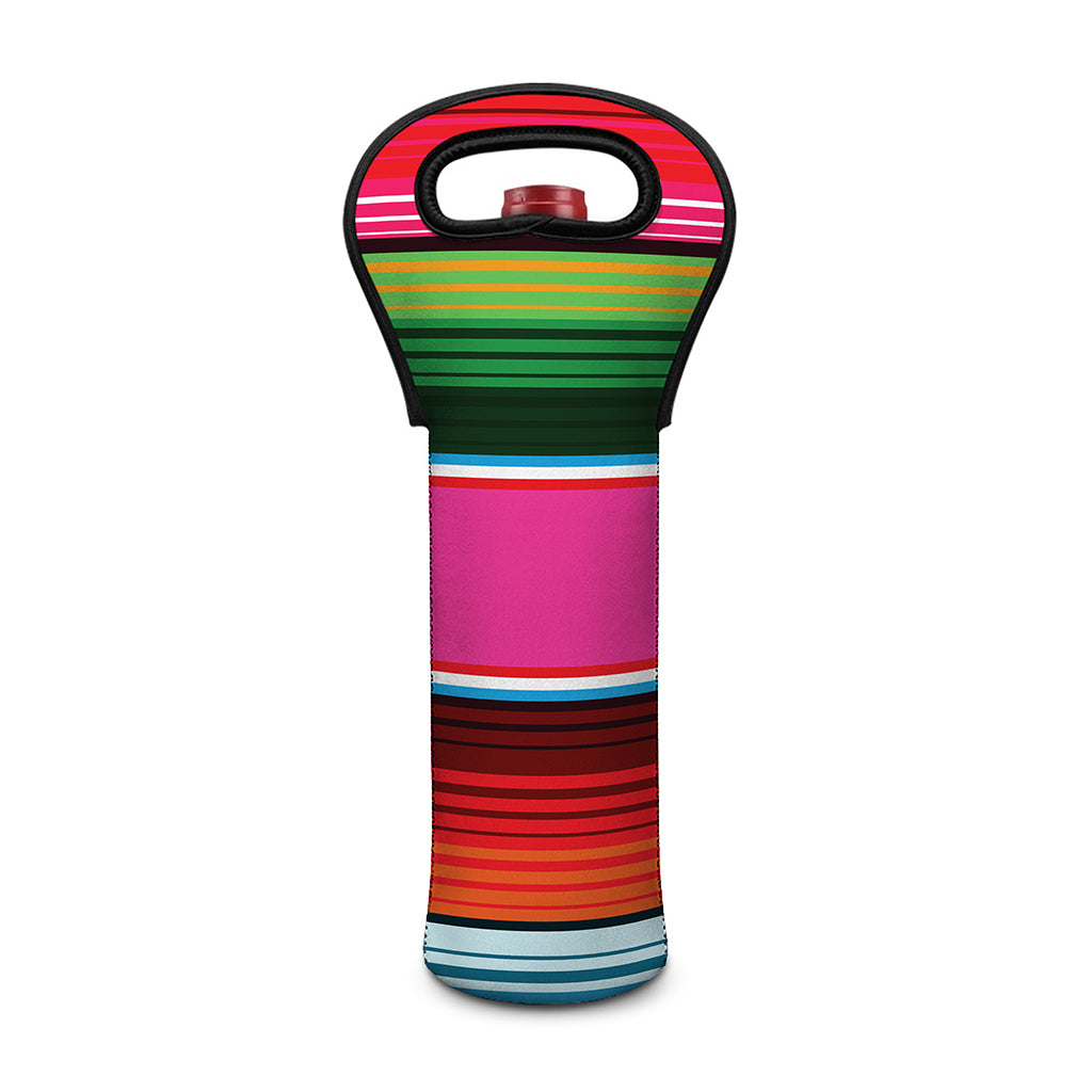 Colorful Mexican Blanket Stripe Print Single Neoprene Wine Tote