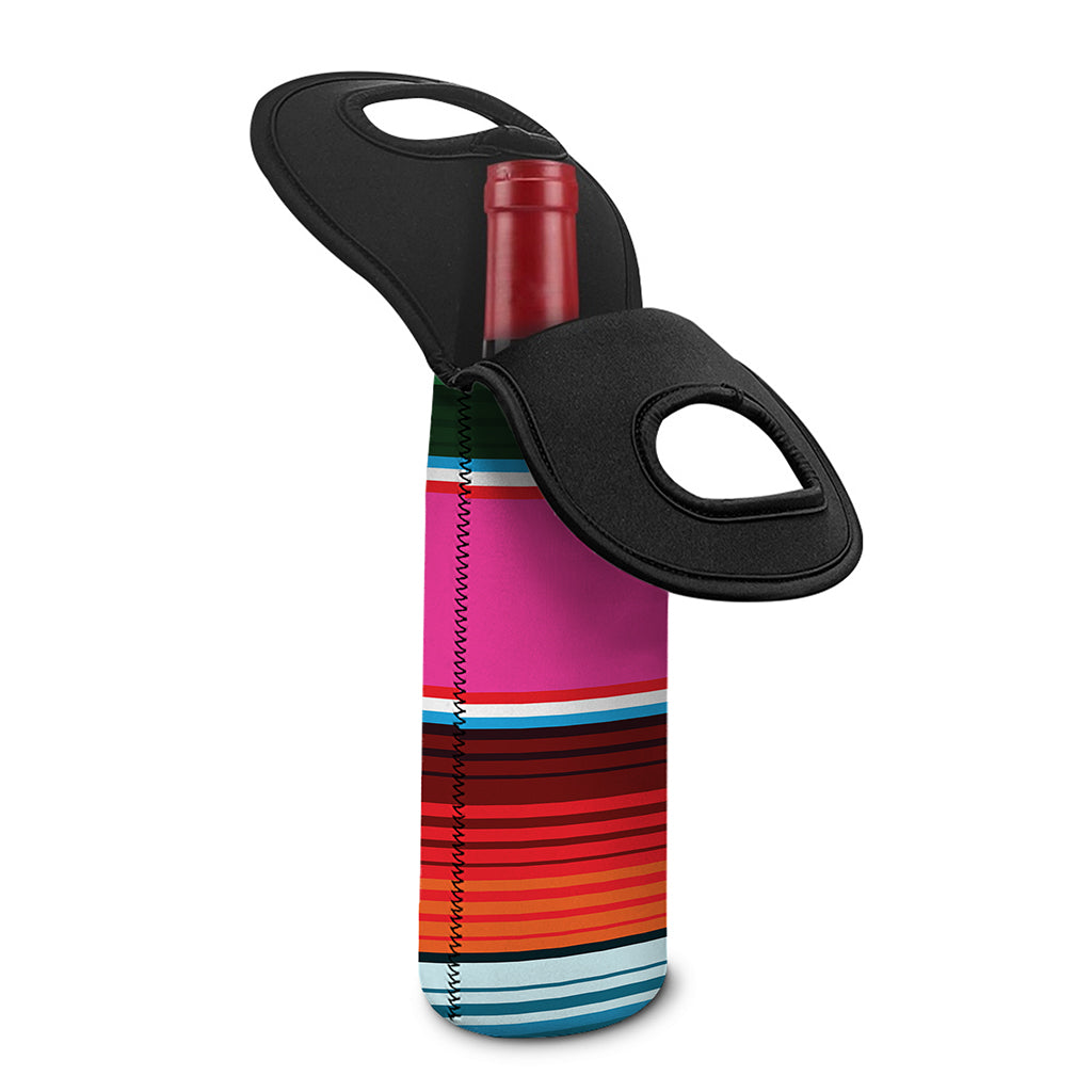 Colorful Mexican Blanket Stripe Print Single Neoprene Wine Tote