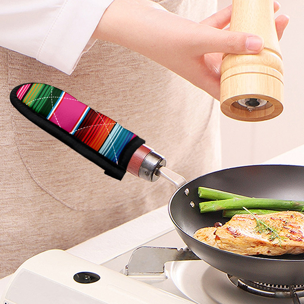 Colorful Mexican Blanket Stripe Print Skillet Handle Cover