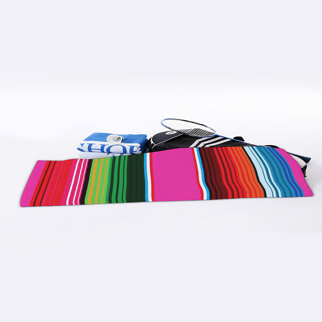 Colorful Mexican Blanket Stripe Print Sports Towel