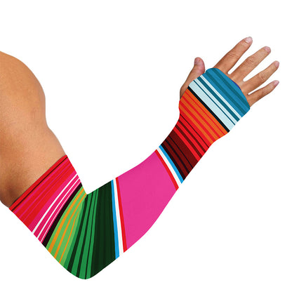 Colorful Mexican Blanket Stripe Print Sun Protection Arm Sleeves