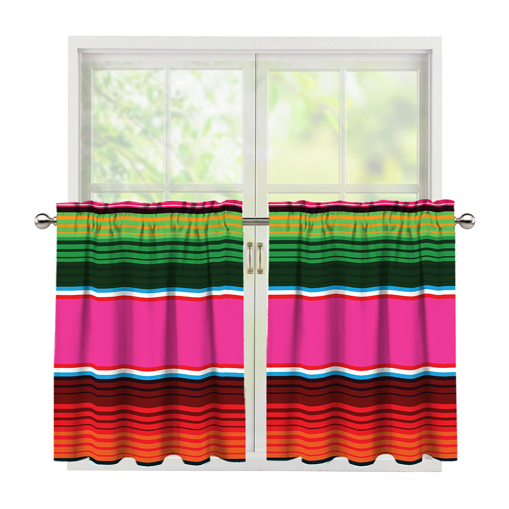 Colorful Mexican Blanket Stripe Print Tier Curtains