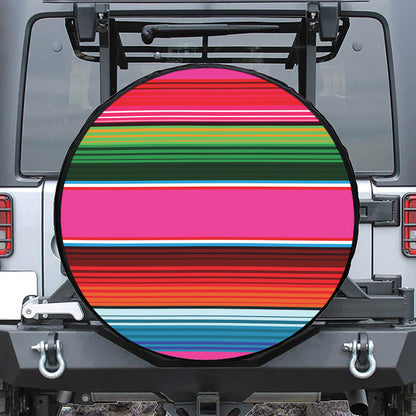Colorful Mexican Blanket Stripe Print Tire Cover