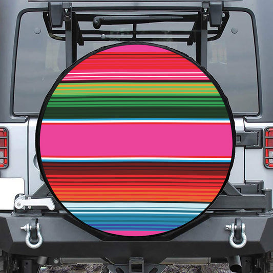 Colorful Mexican Blanket Stripe Print Tire Cover