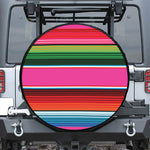Colorful Mexican Blanket Stripe Print Tire Cover