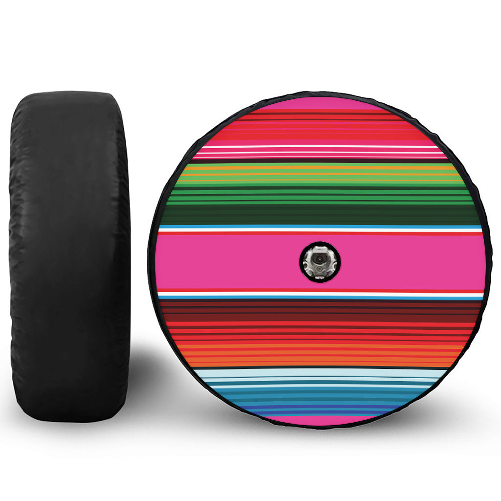 Colorful Mexican Blanket Stripe Print Tire Cover With Camera Hole