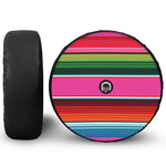 Colorful Mexican Blanket Stripe Print Tire Cover With Camera Hole