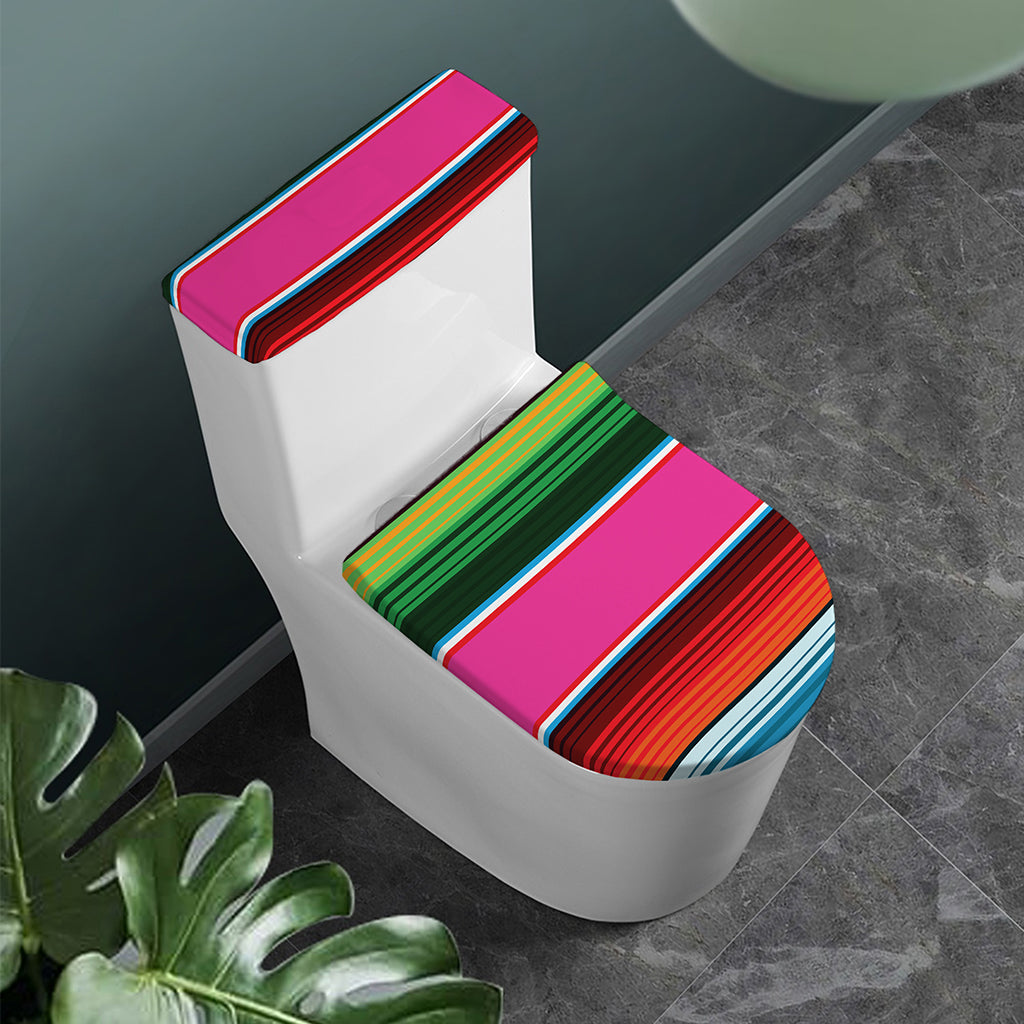Colorful Mexican Blanket Stripe Print Toilet Lid And Tank Cover Set