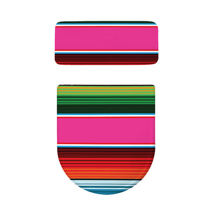 Colorful Mexican Blanket Stripe Print Toilet Lid And Tank Cover Set