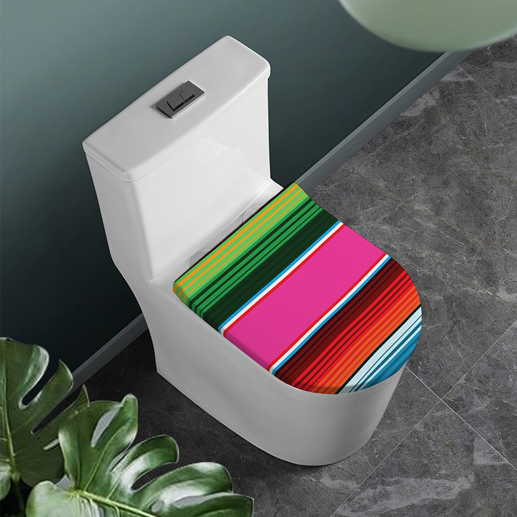 Colorful Mexican Blanket Stripe Print Toilet Lid Cover