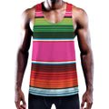 Colorful Mexican Blanket Stripe Print Men's Workout Tank Top