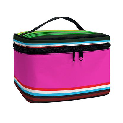 Colorful Mexican Blanket Stripe Print Travel Makeup Bag