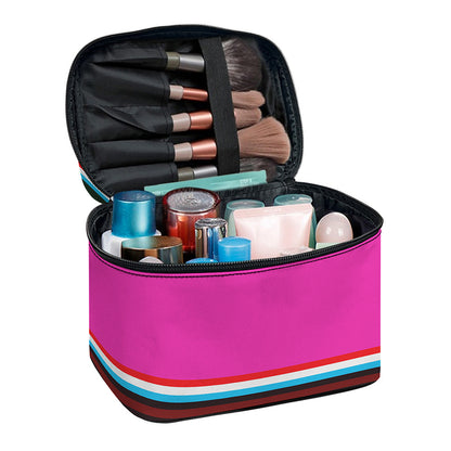 Colorful Mexican Blanket Stripe Print Travel Makeup Bag