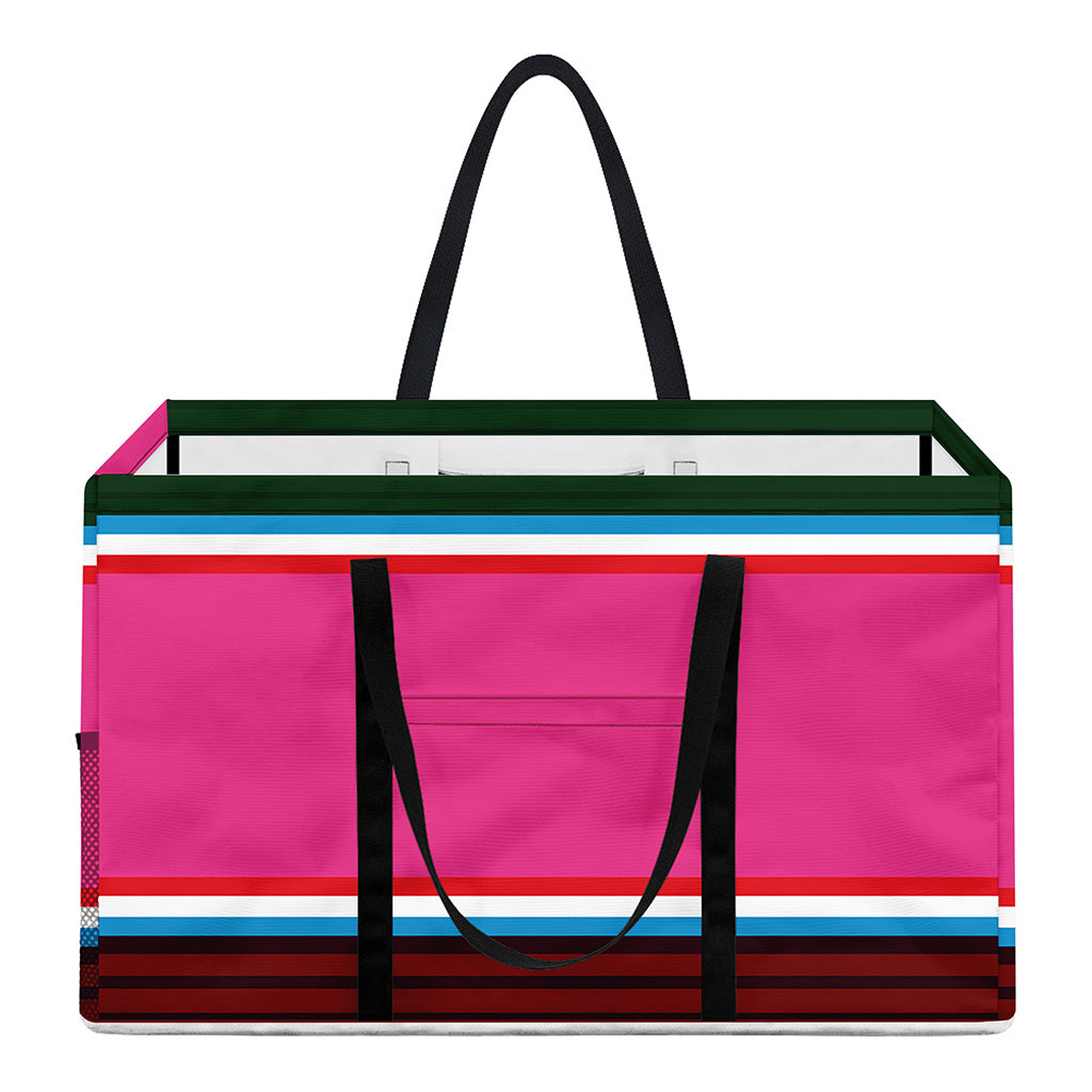 Colorful Mexican Blanket Stripe Print Utility Tote Bag