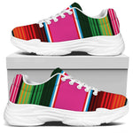Colorful Mexican Blanket Stripe Print White Chunky Shoes