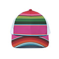 Colorful Mexican Blanket Stripe Print White Mesh Trucker Hat