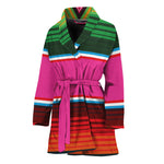 Colorful Mexican Blanket Stripe Print Women's Bathrobe