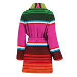 Colorful Mexican Blanket Stripe Print Women's Bathrobe