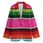 Colorful Mexican Blanket Stripe Print Women's Blazer