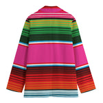 Colorful Mexican Blanket Stripe Print Women's Blazer