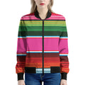 Colorful Mexican Blanket Stripe Print Women's Bomber Jacket