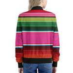 Colorful Mexican Blanket Stripe Print Women's Bomber Jacket