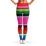 Colorful Mexican Blanket Stripe Print Women's Leggings