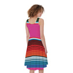Colorful Mexican Blanket Stripe Print Women's Sleeveless Dress