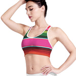 Colorful Mexican Blanket Stripe Print Women's Sports Bra